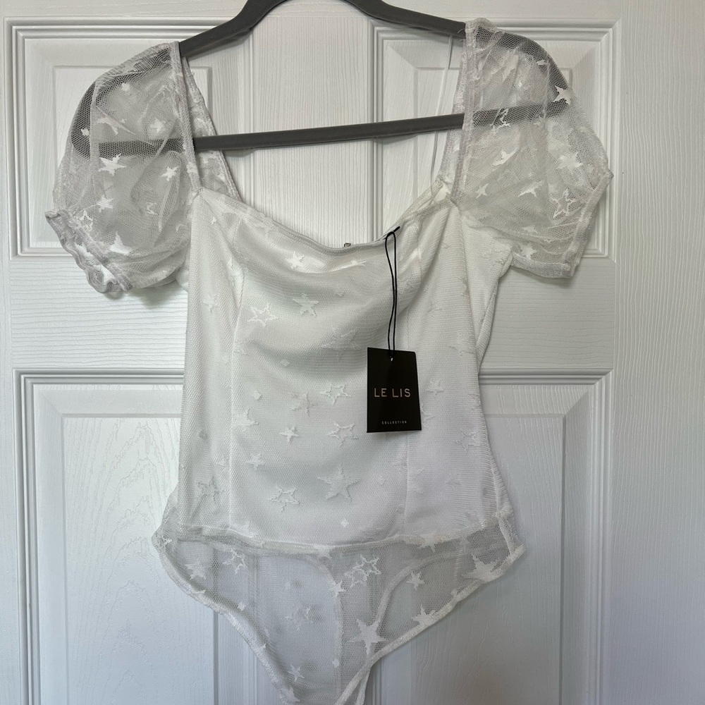 Le Lis Lace Star White Bodysuit